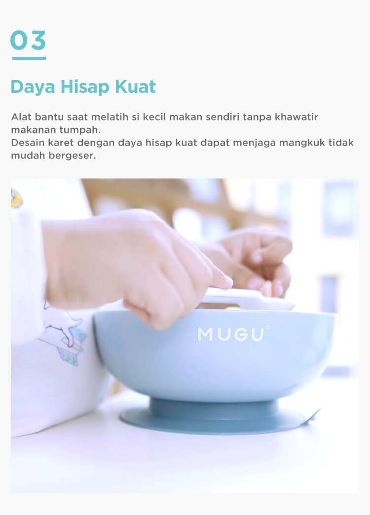 MUGU Antispill Suction Bowl 340ml - Mangkok Tempat Makan Bayi description image