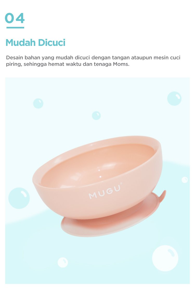 MUGU Antispill Suction Bowl 340ml - Mangkok Tempat Makan Bayi description image