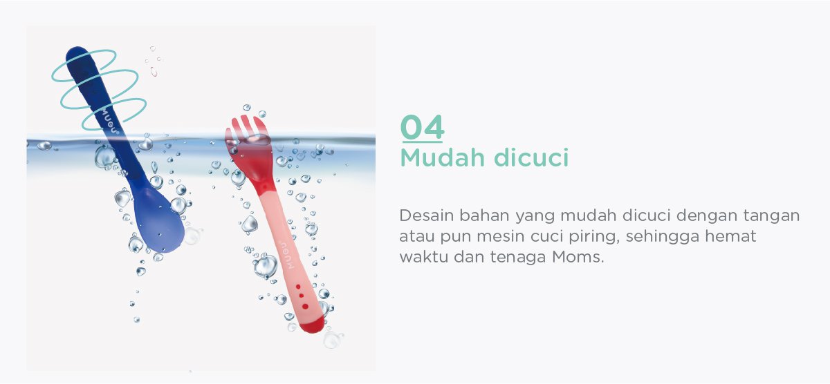 MUGU Sensoric Spoon & Fork - Sendok Garpu Bayi dengan Indikator Panas description image