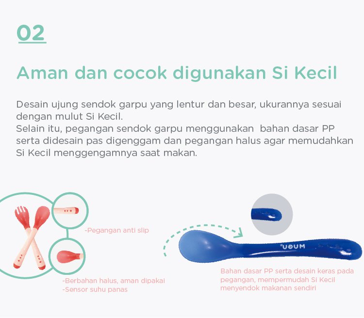 MUGU Sensoric Spoon & Fork - Sendok Garpu Bayi dengan Indikator Panas description image