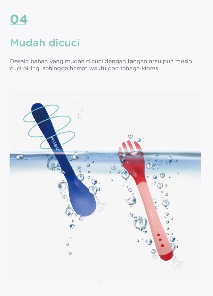 MUGU Sensoric Spoon & Fork - Sendok Garpu Bayi dengan Indikator Panas description image