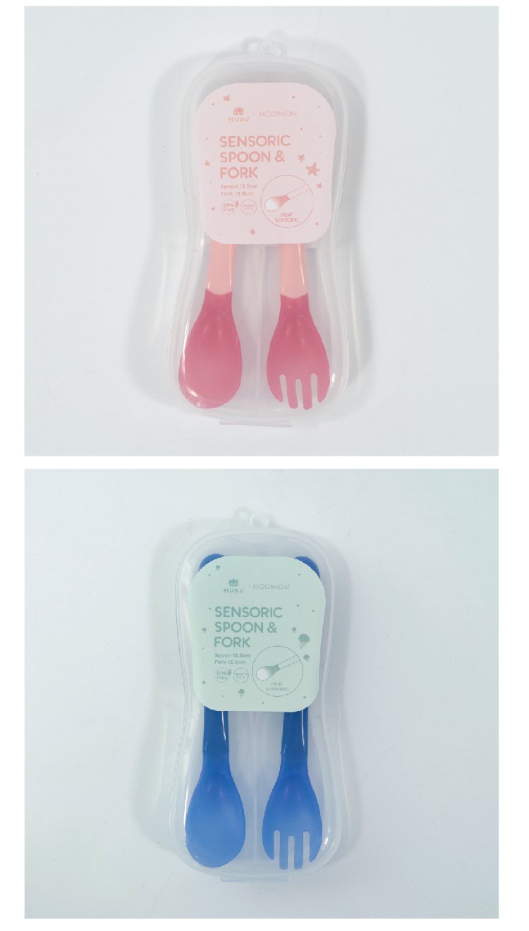 MUGU Sensoric Spoon & Fork - Sendok Garpu Bayi dengan Indikator Panas description image