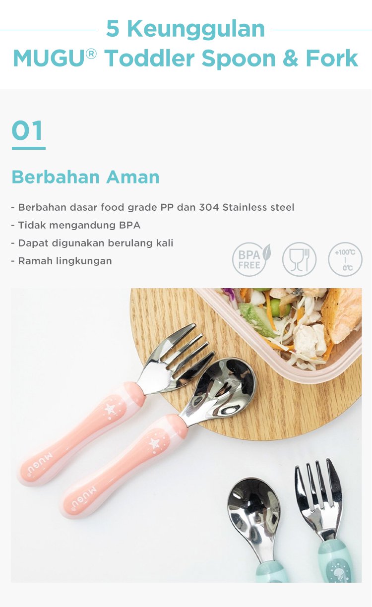 MUGU Toddler Spoon & Fork - Sendok Garpu Anak description image