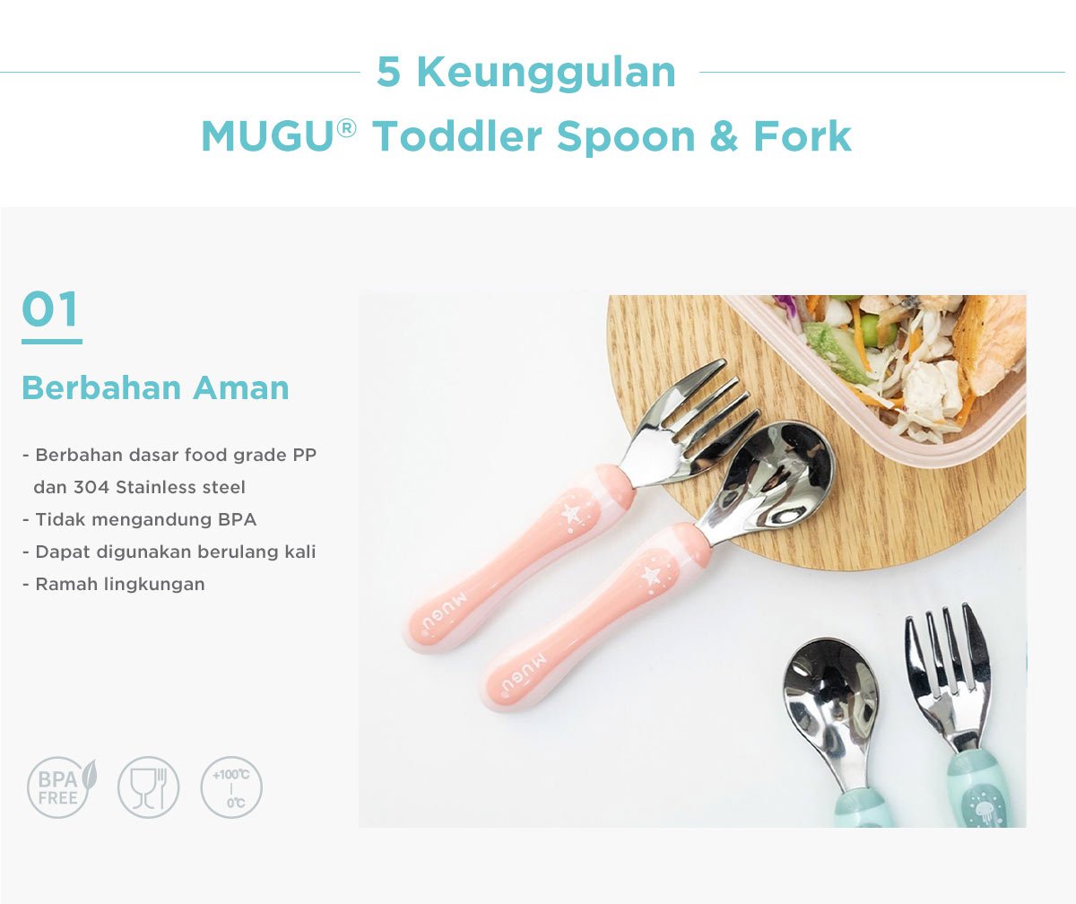 MUGU Toddler Spoon & Fork - Sendok Garpu Anak description image