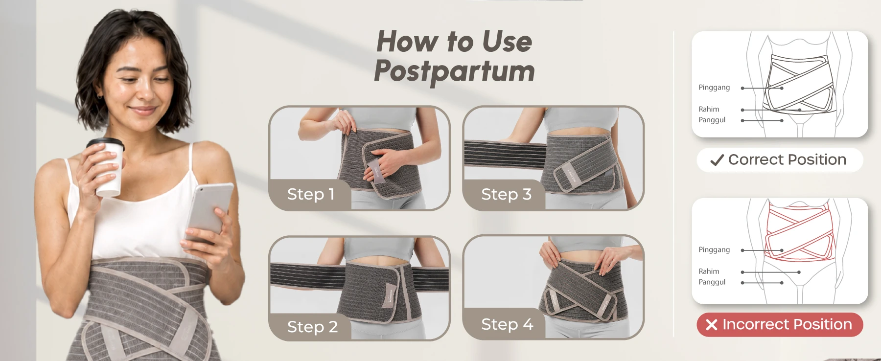 MOOIMOM Basic 2in1 Bamboo Postpartum Corset description image