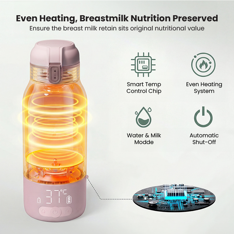 Momcozy Portable Breast Milk & Water Warmer for Travel - Pink - Foto 3
