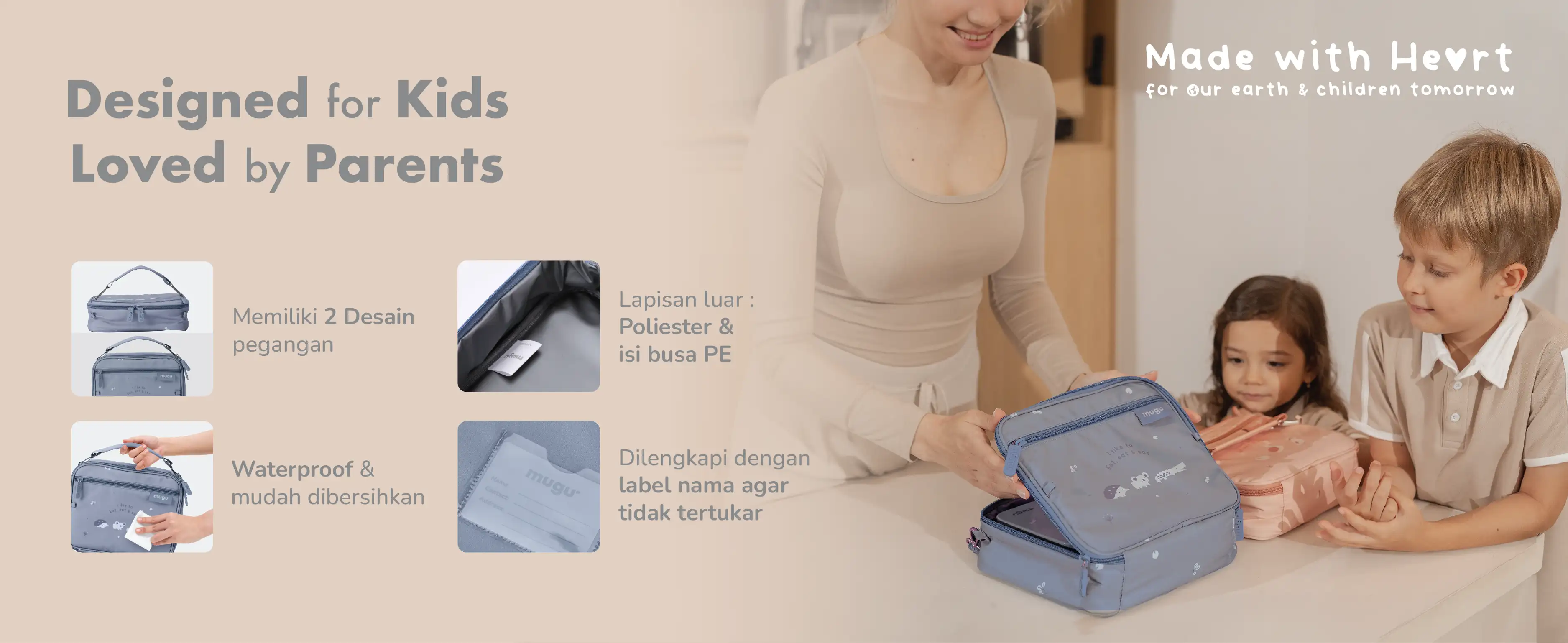 mugu kids insulated bento bag description image