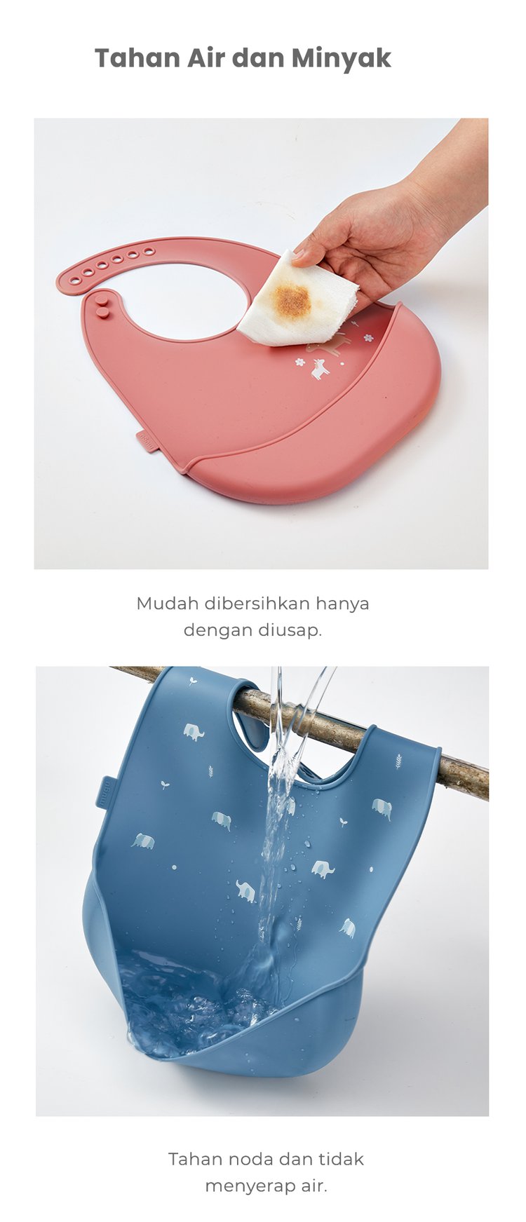 mugu silicone bib - Celemek Bayi description image