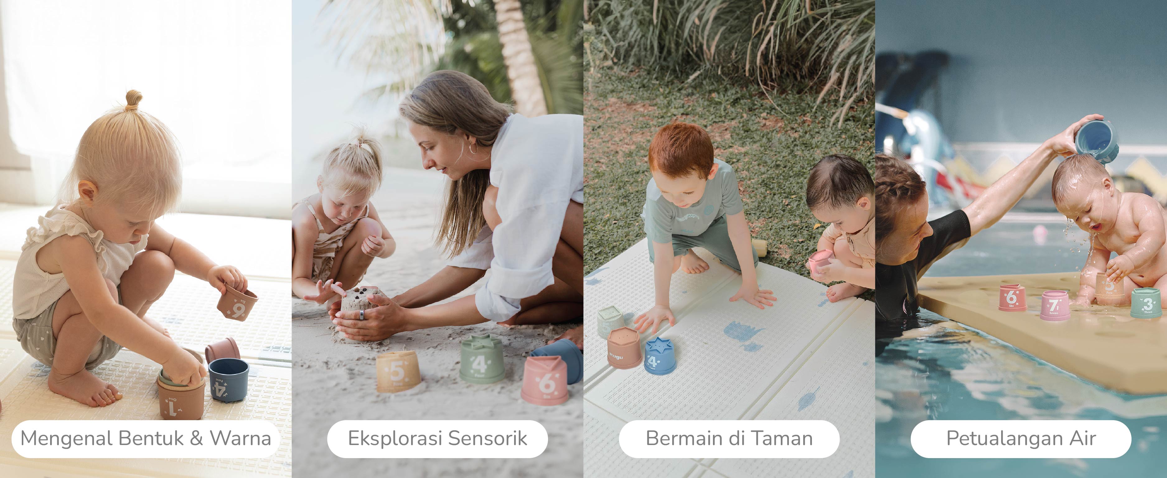 mugu Sensory Cup Toys - Mainan Susun Montessori Edukatif description image