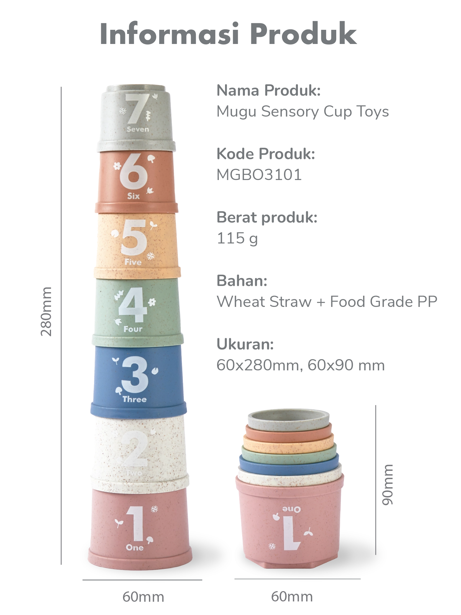 mugu Sensory Cup Toys - Mainan Susun Montessori Edukatif