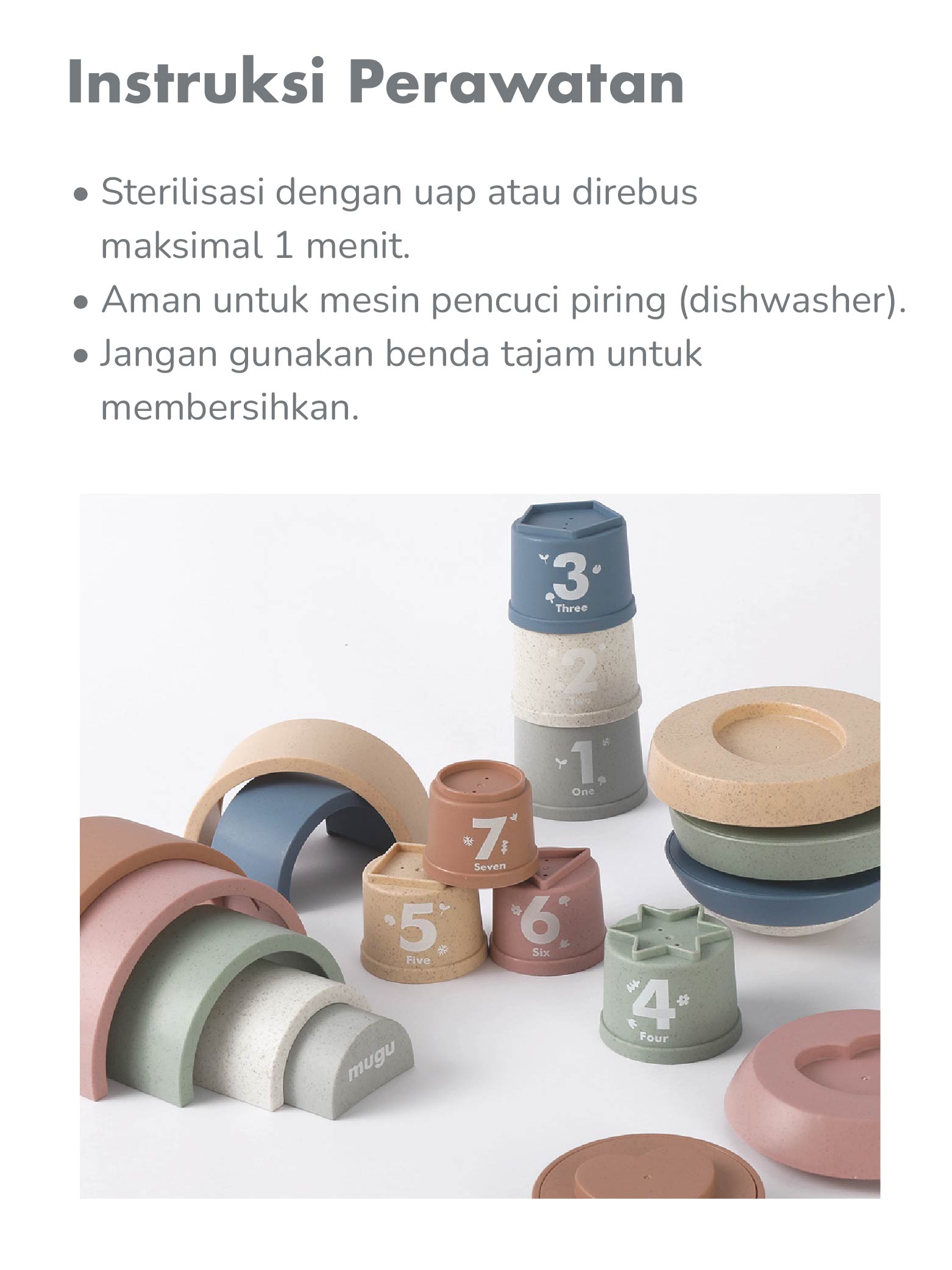 mugu Sensory Cup Toys - Mainan Susun Montessori Edukatif description image