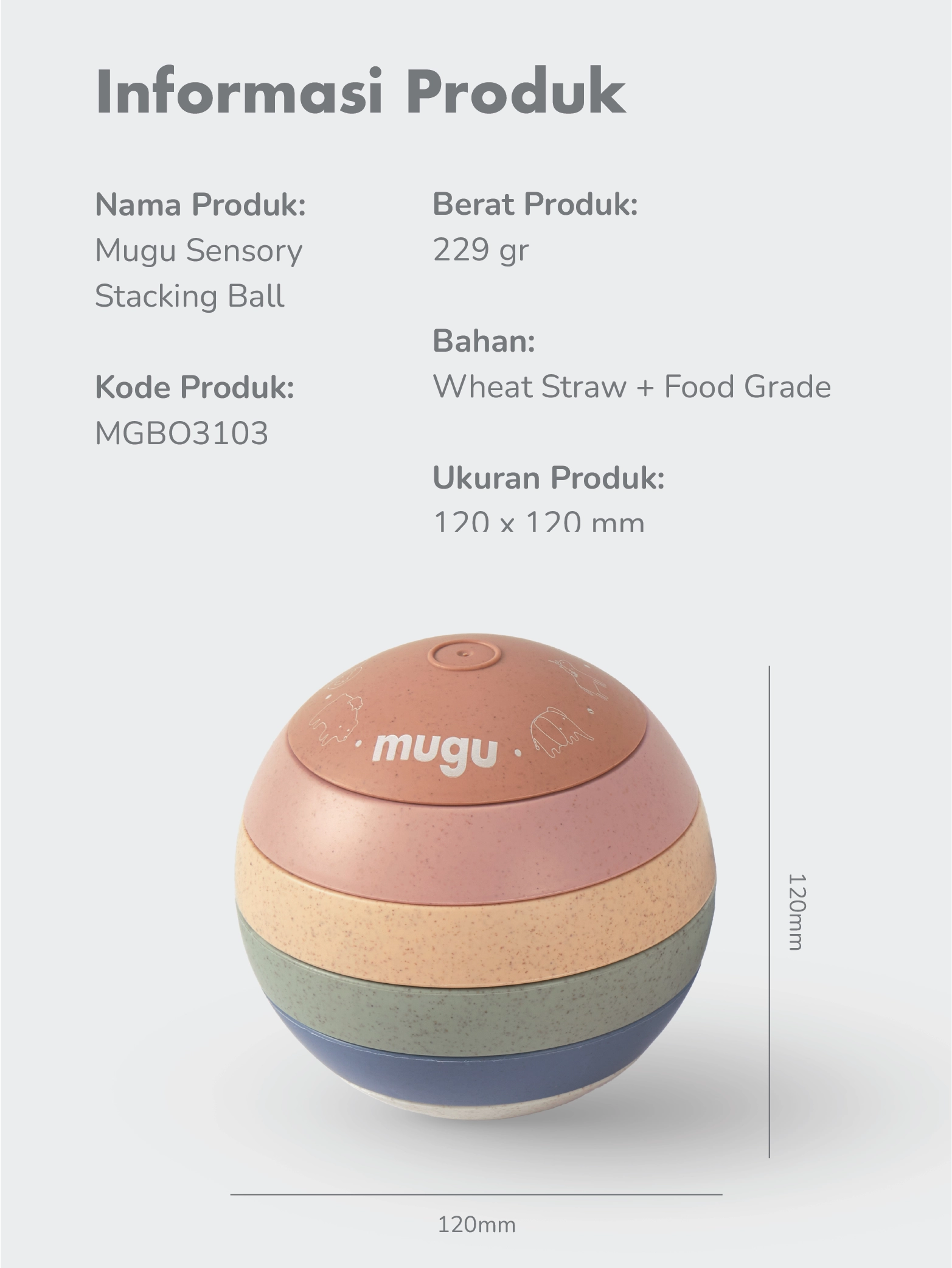 mugu sensory stacking ball - Mainan Susun Montessori Edukatif description image