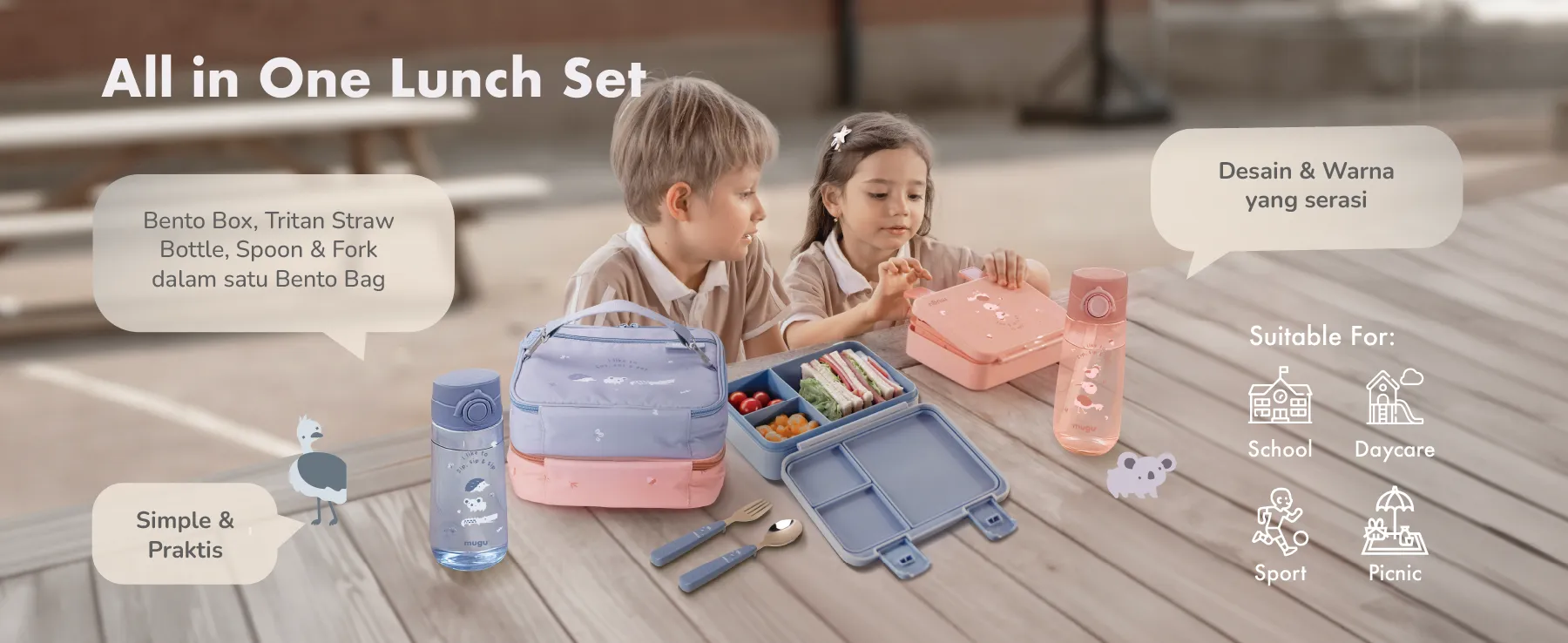 [PRE ORDER] mugu kids complete lunch set description image