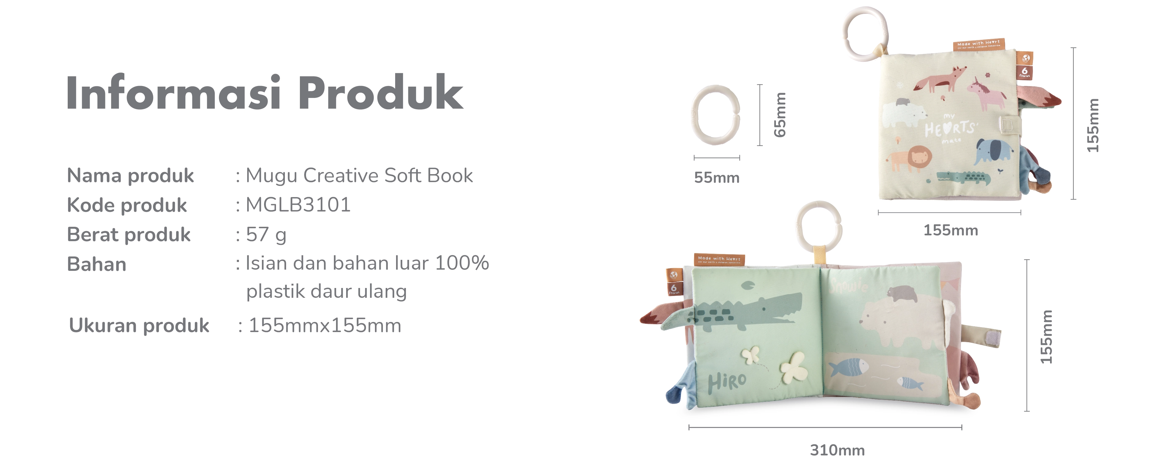 mugu Creative Soft Book - Buku Bayi Mainan Montessori description image