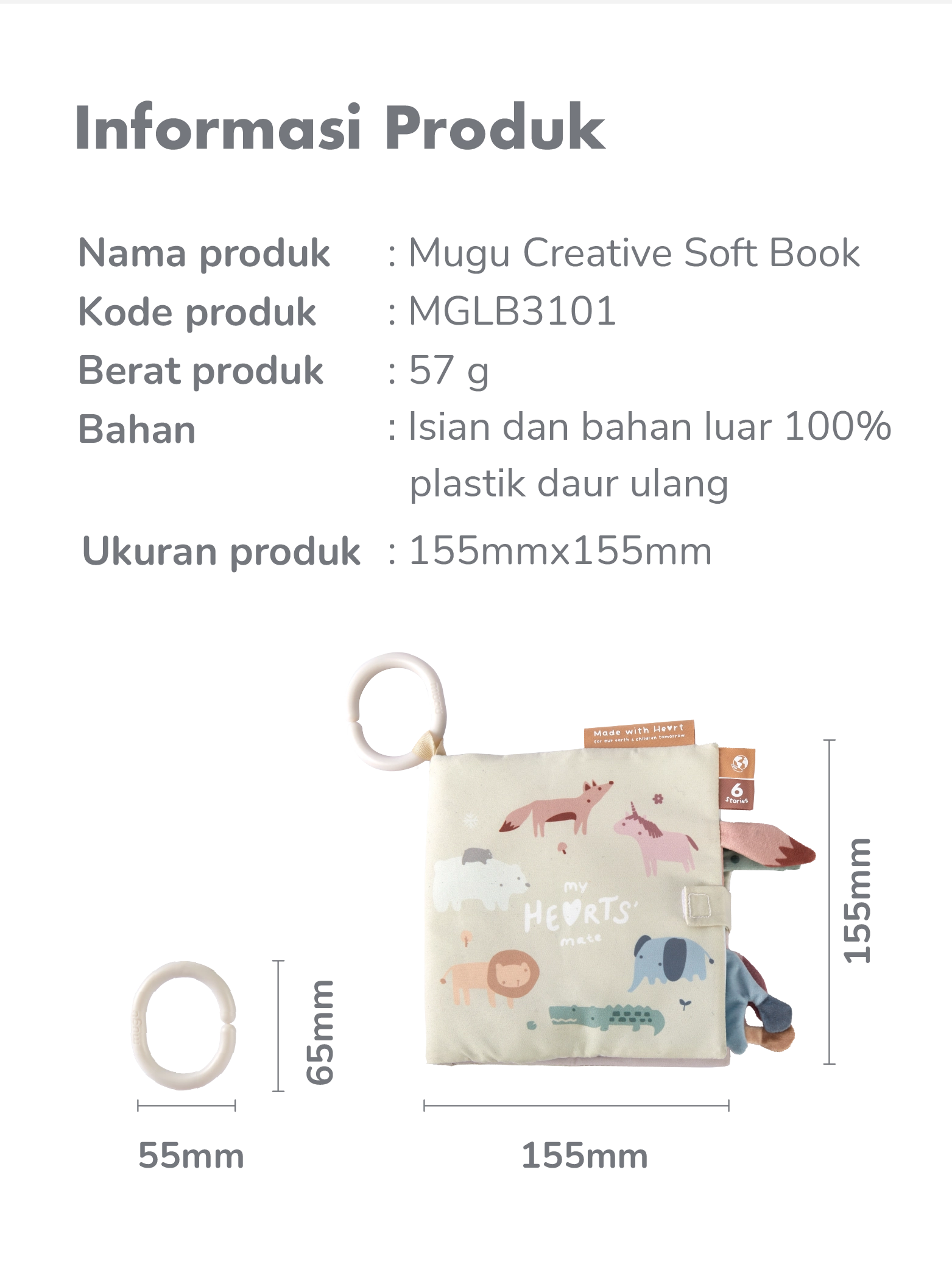 mugu Creative Soft Book - Buku Bayi Mainan Montessori description image