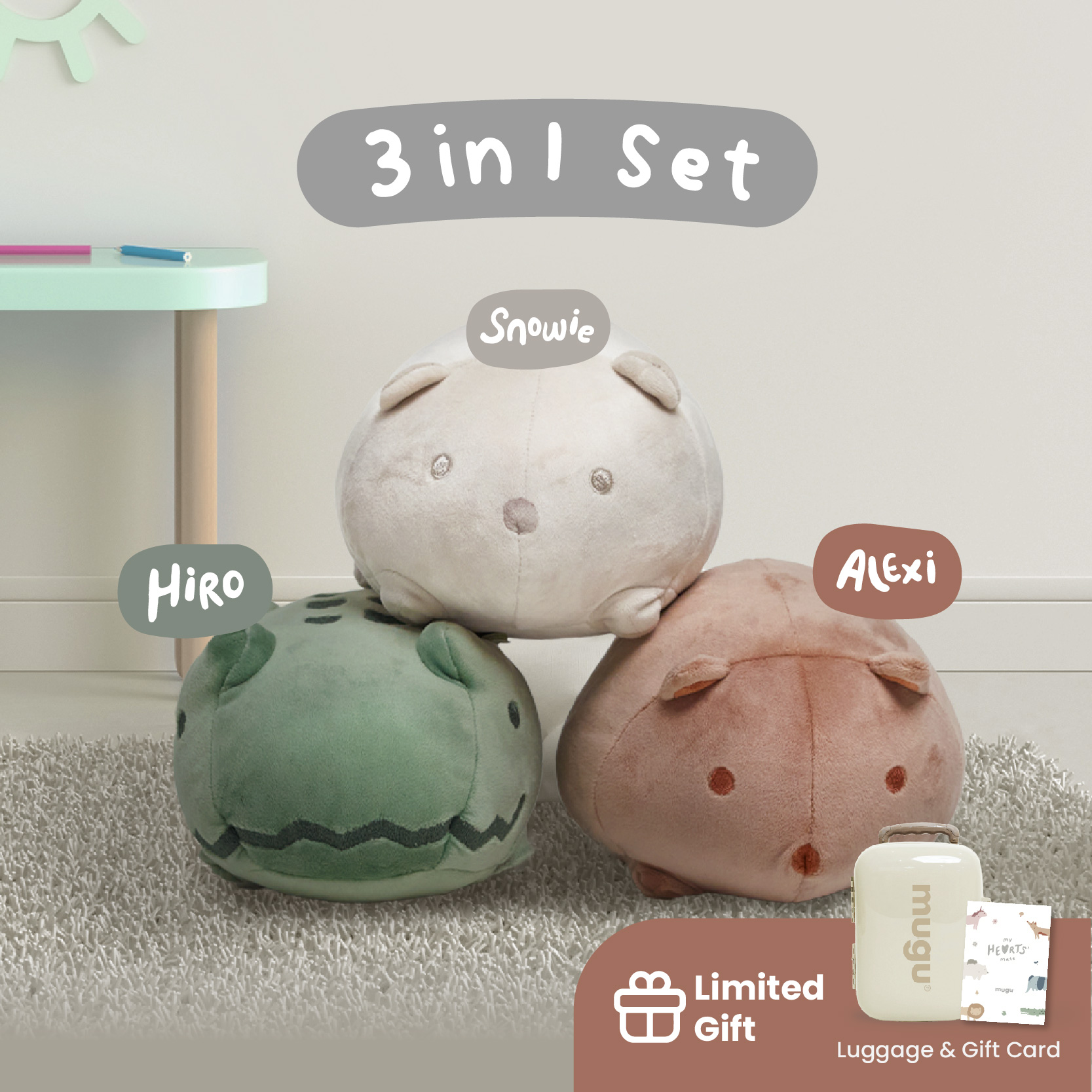mugu Stuffed Doll Set - Boneka Anak Imut