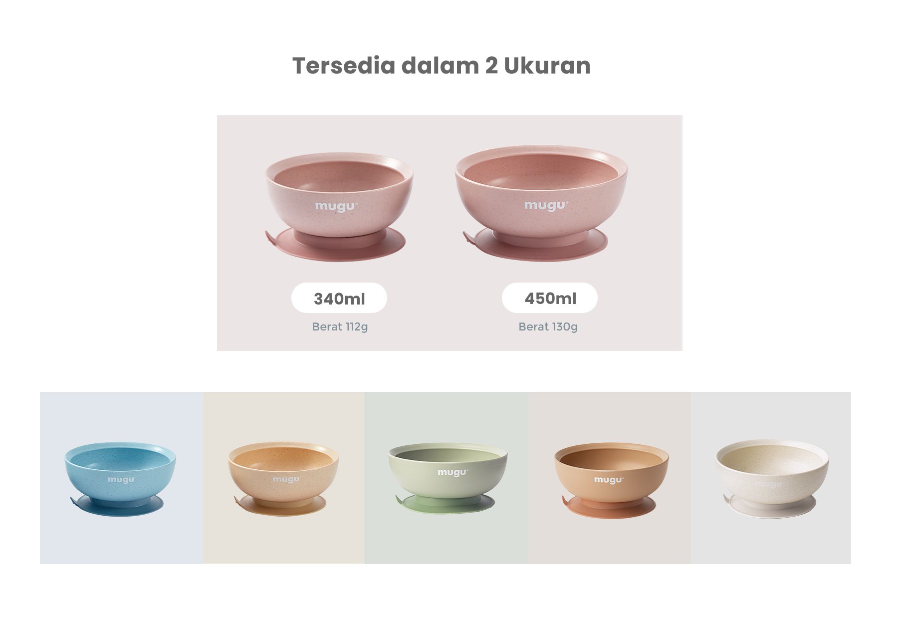 mugu wheat straw antispill suction bowl (340 ml) - Mangkok Tempat Makan Bayi description image