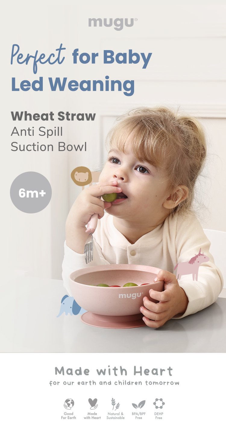 mugu wheat straw antispill suction bowl (340 ml) - Mangkok Tempat Makan Bayi description image