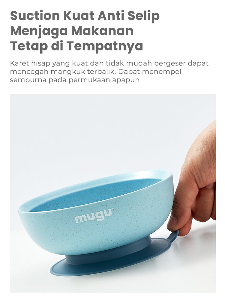 mugu wheat straw antispill suction bowl (340 ml) - Mangkok Tempat Makan Bayi description image