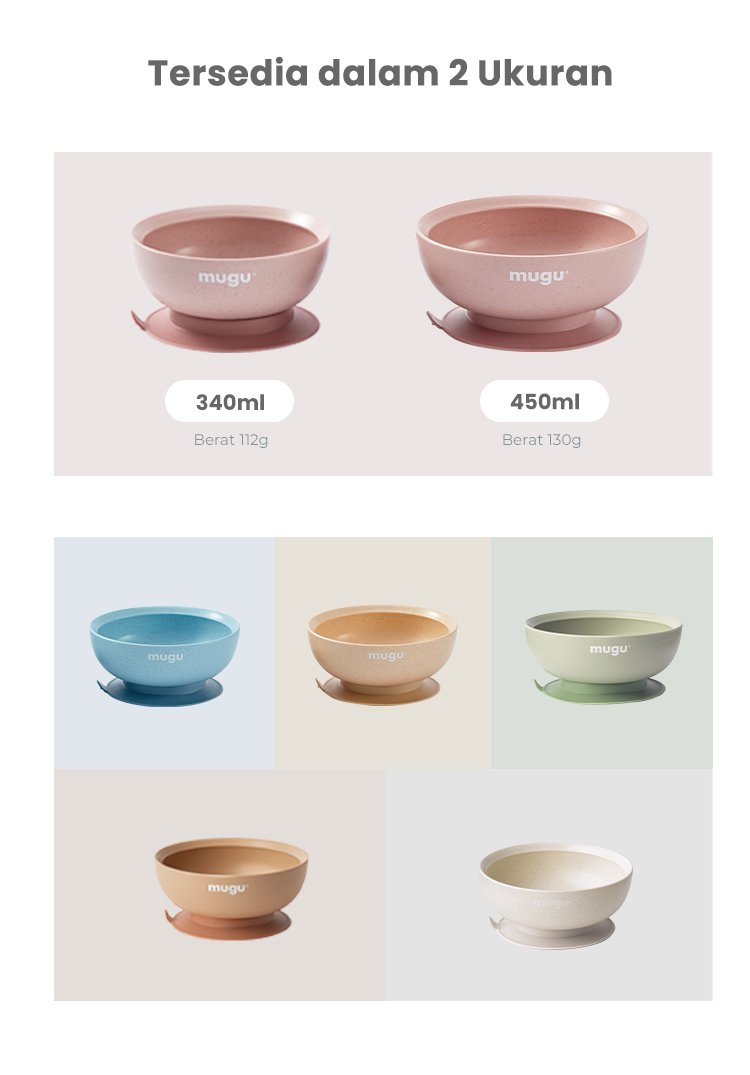 mugu wheat straw antispill suction bowl (340 ml) - Mangkok Tempat Makan Bayi description image