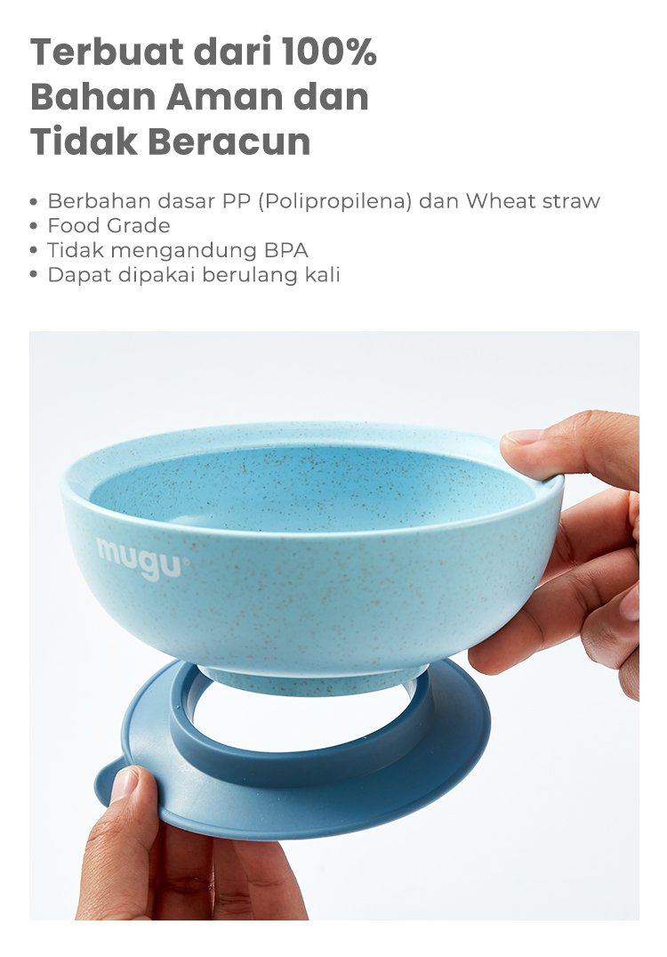 mugu wheat straw antispill suction bowl (340 ml) - Mangkok Tempat Makan Bayi description image