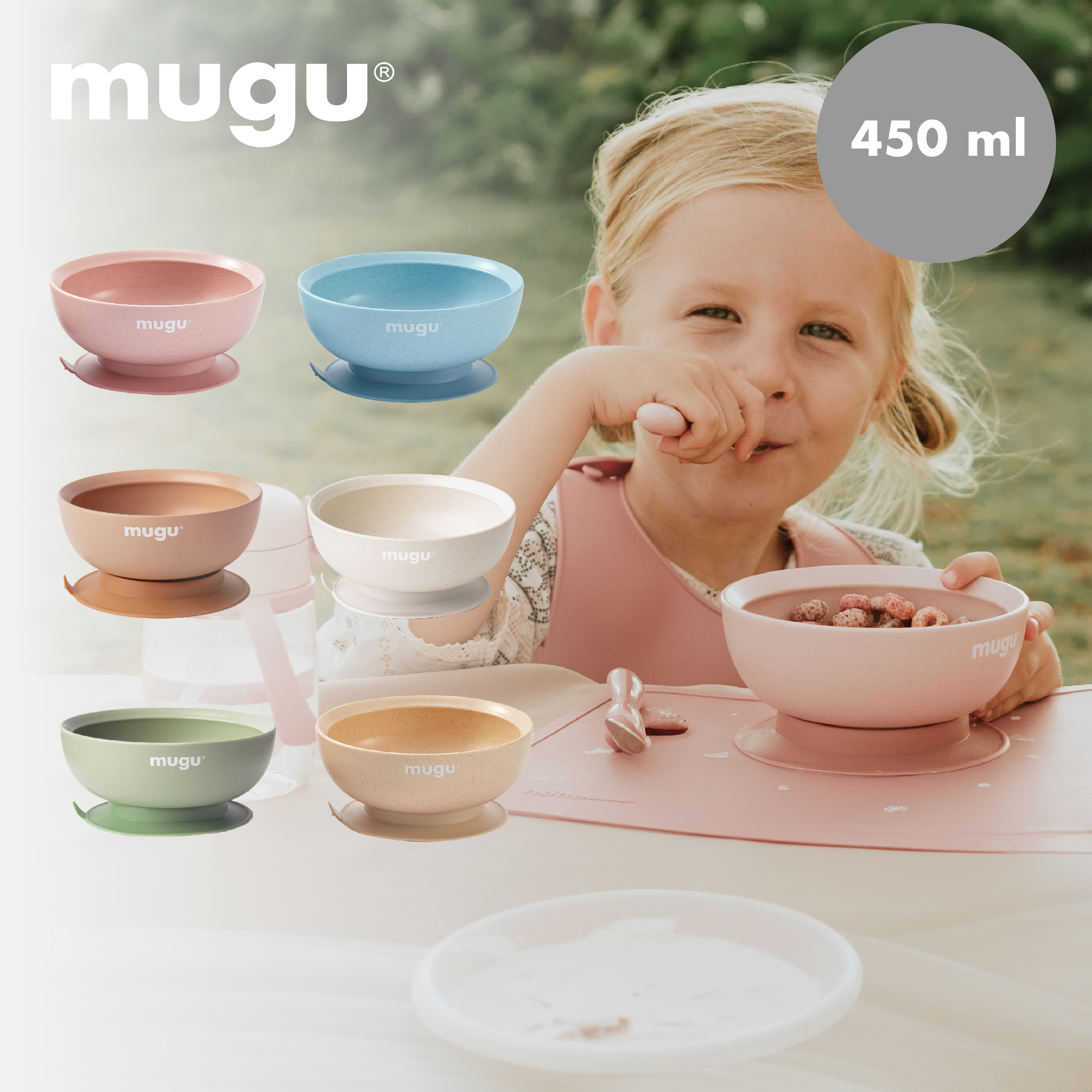 mugu wheat straw antispill suction bowl (450 ml) - Mangkok Tempat Makan Bayi