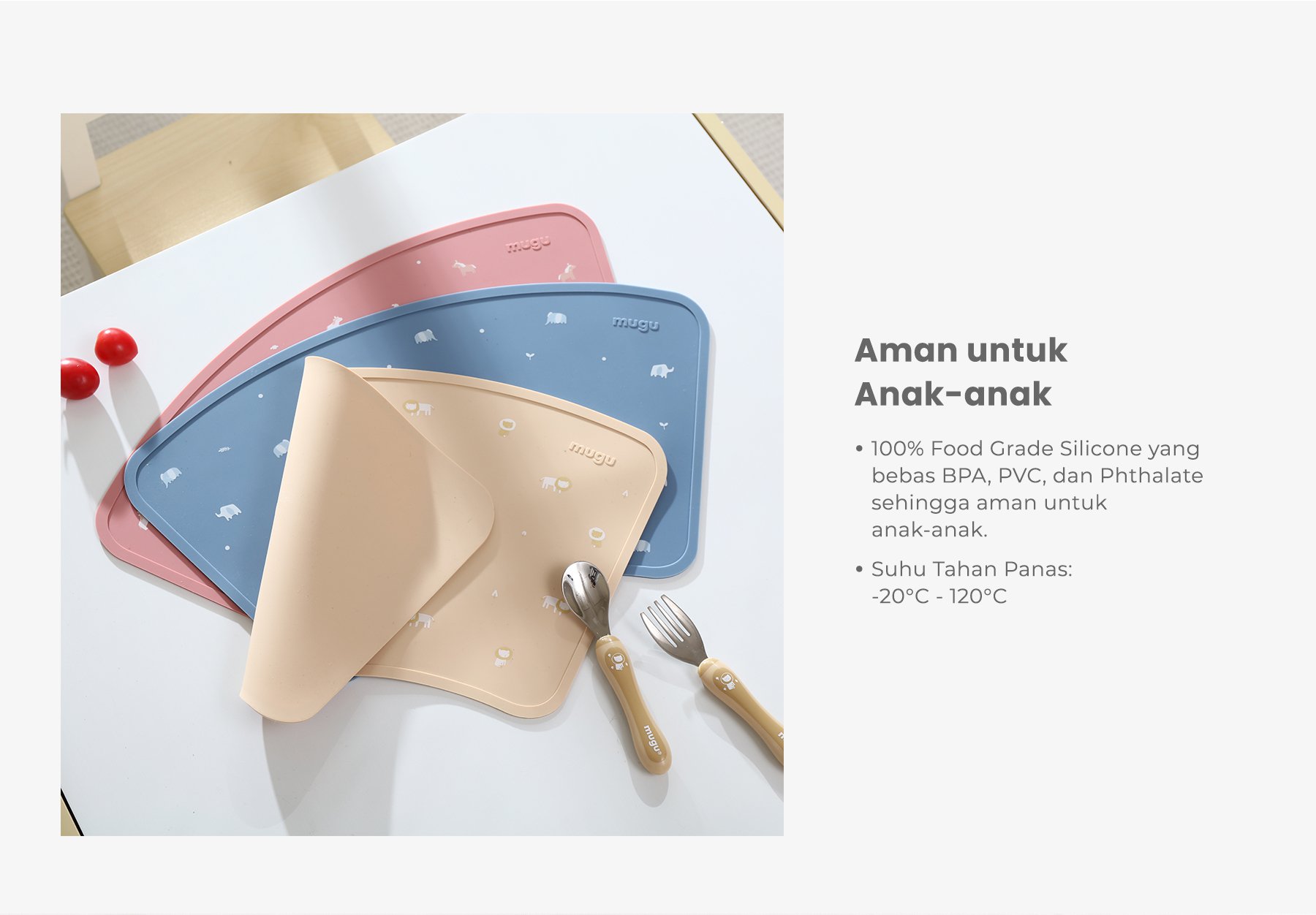 mugu silicone placemat - Tatakan Makan Bayi description image