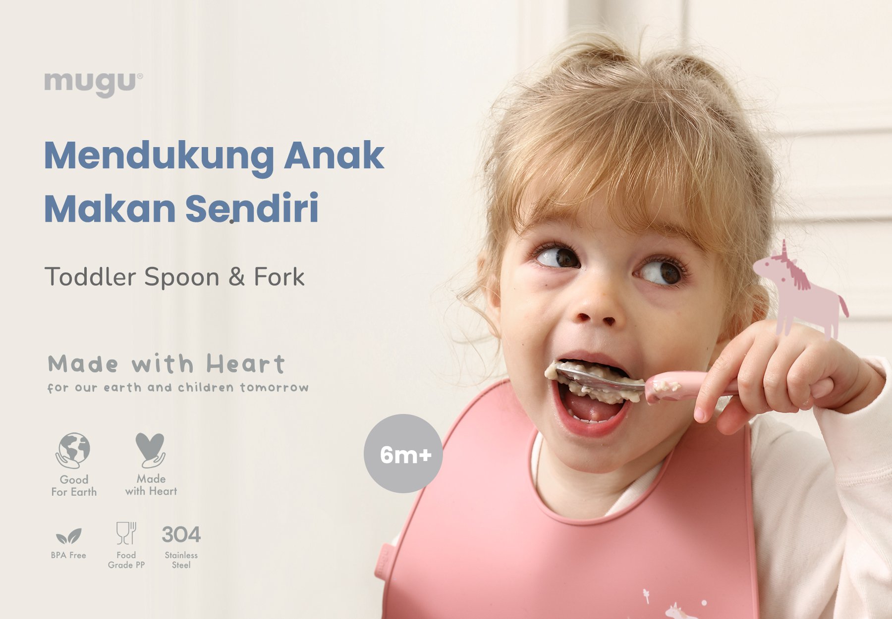 mugu toddler spoon & fork - Sendok & Garpu Bayi description image