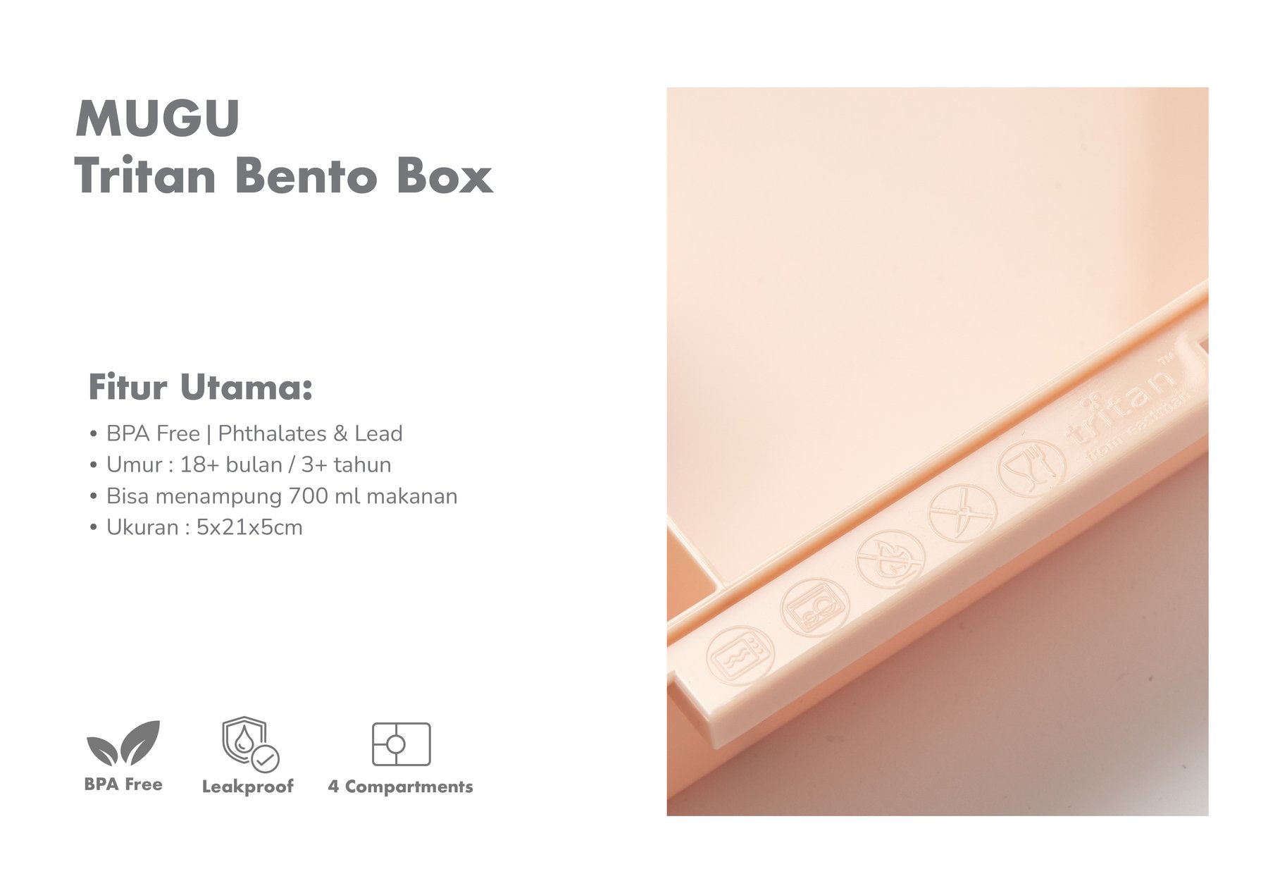 mugu Tritan Bento Box - Kotak Makan Tritan description image