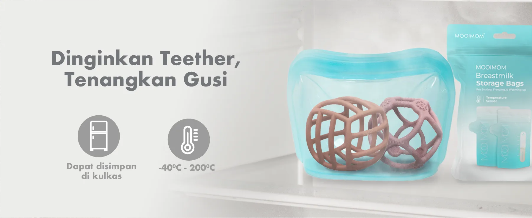 mugu Hearts' Mate Sensory Teether - Gigitan Bayi Silicone Food Grade description image