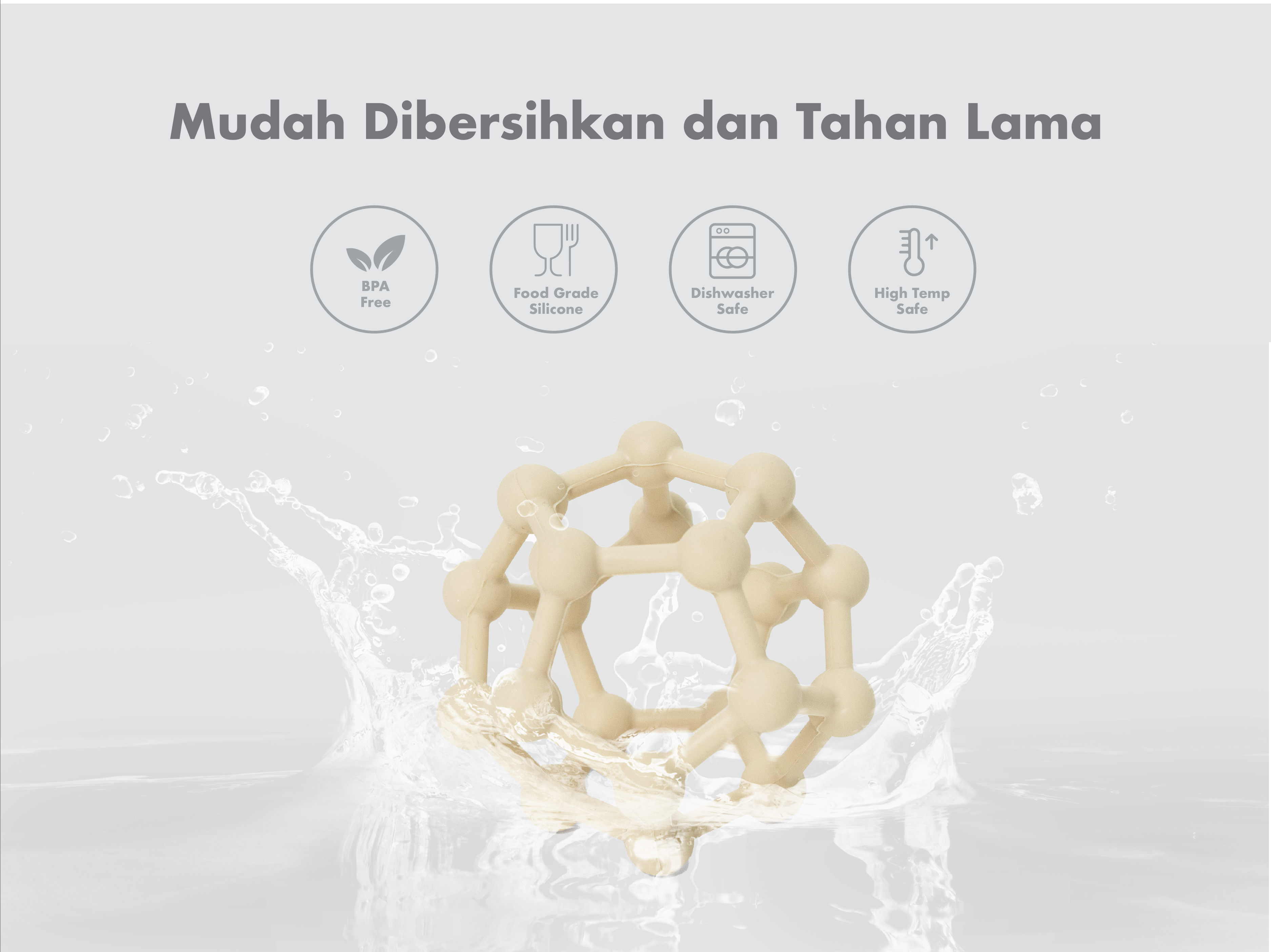 mugu Hearts' Mate Sensory Teether - Gigitan Bayi Silicone Food Grade description image