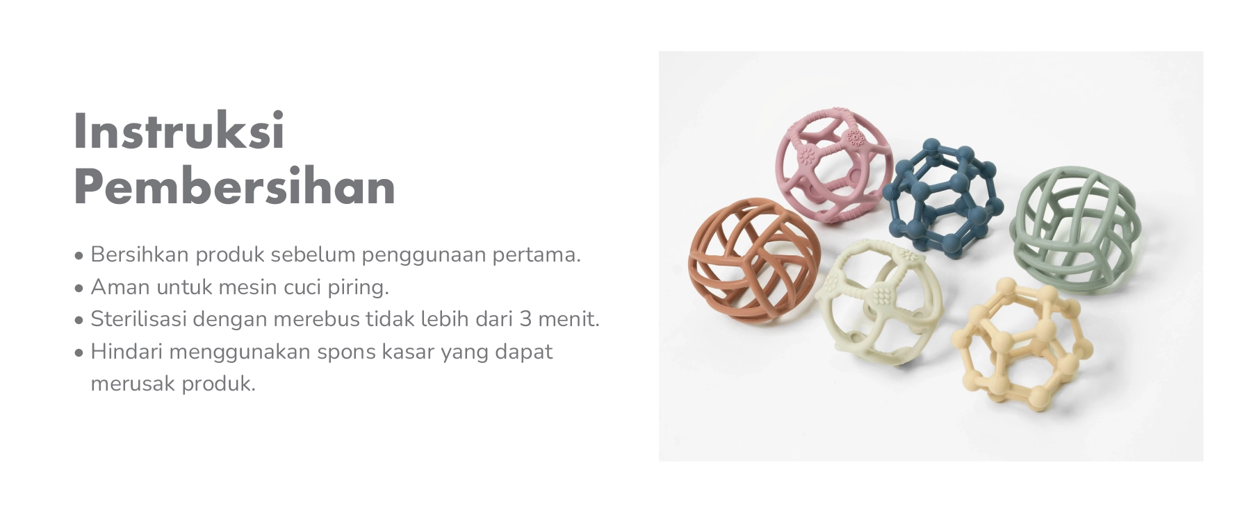 mugu Hearts' Mate Sensory Teether - Gigitan Bayi Silicone Food Grade description image