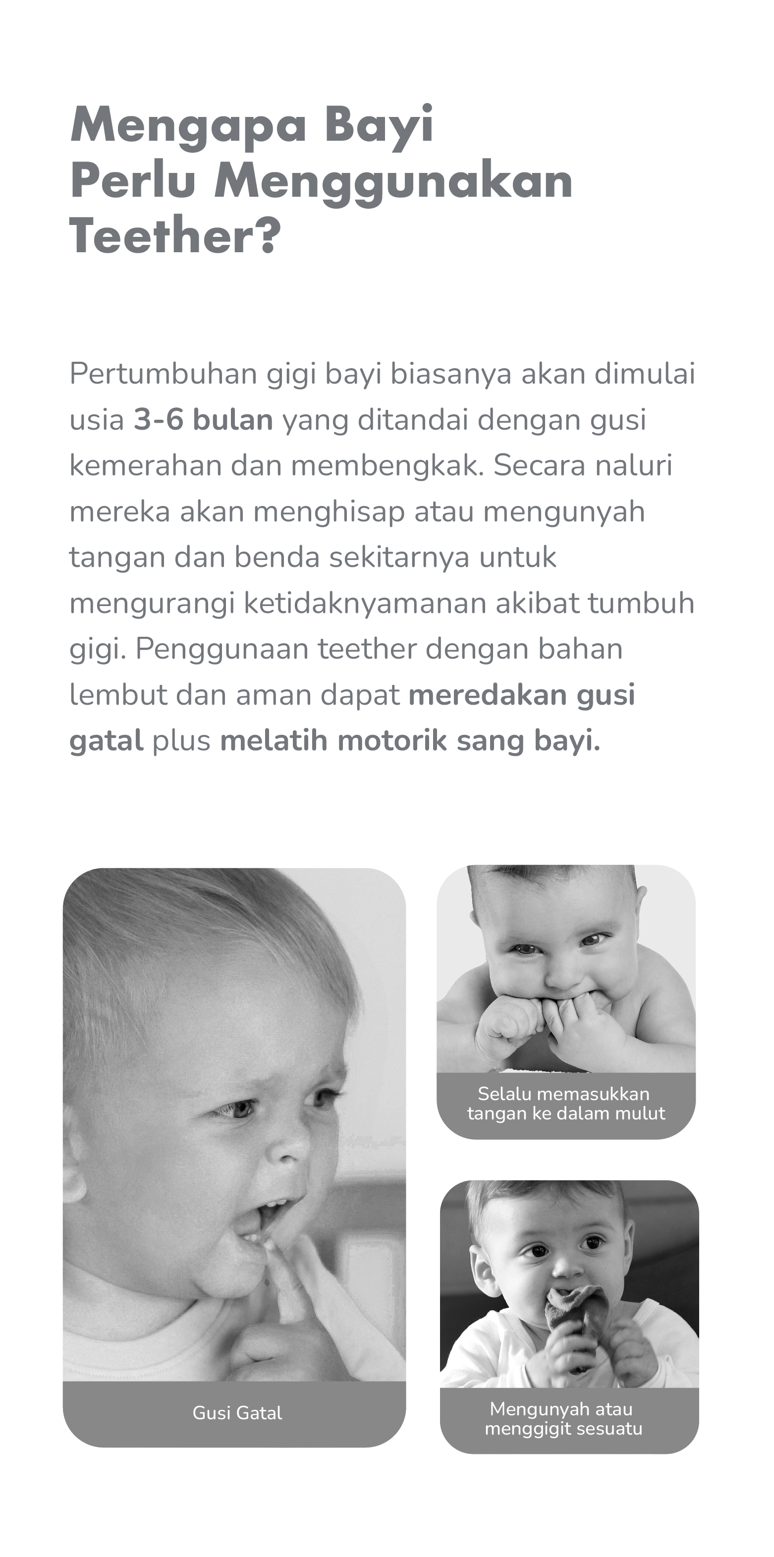 mugu Hearts' Mate Sensory Teether - Gigitan Bayi Silicone Food Grade description image