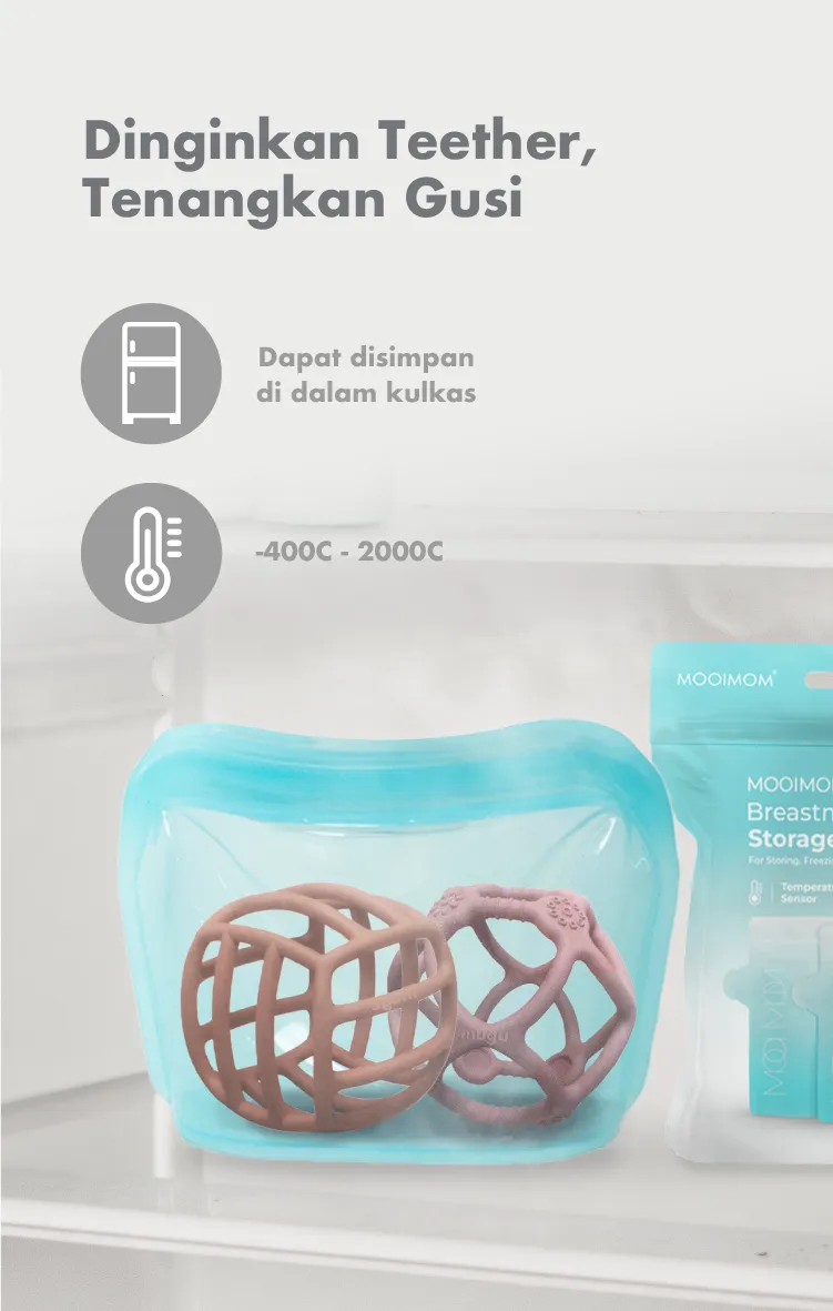 mugu Hearts' Mate Sensory Teether - Gigitan Bayi Silicone Food Grade description image