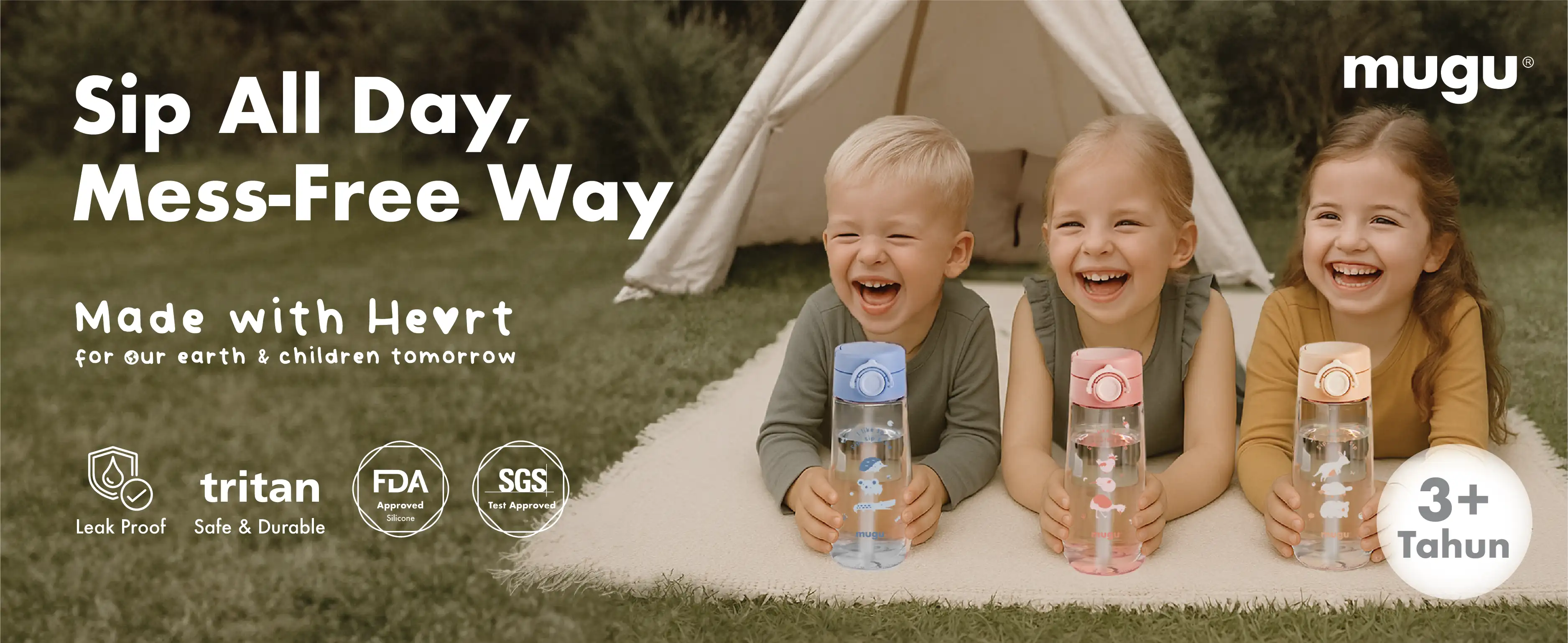 mugu kids tritan straw bottle description image
