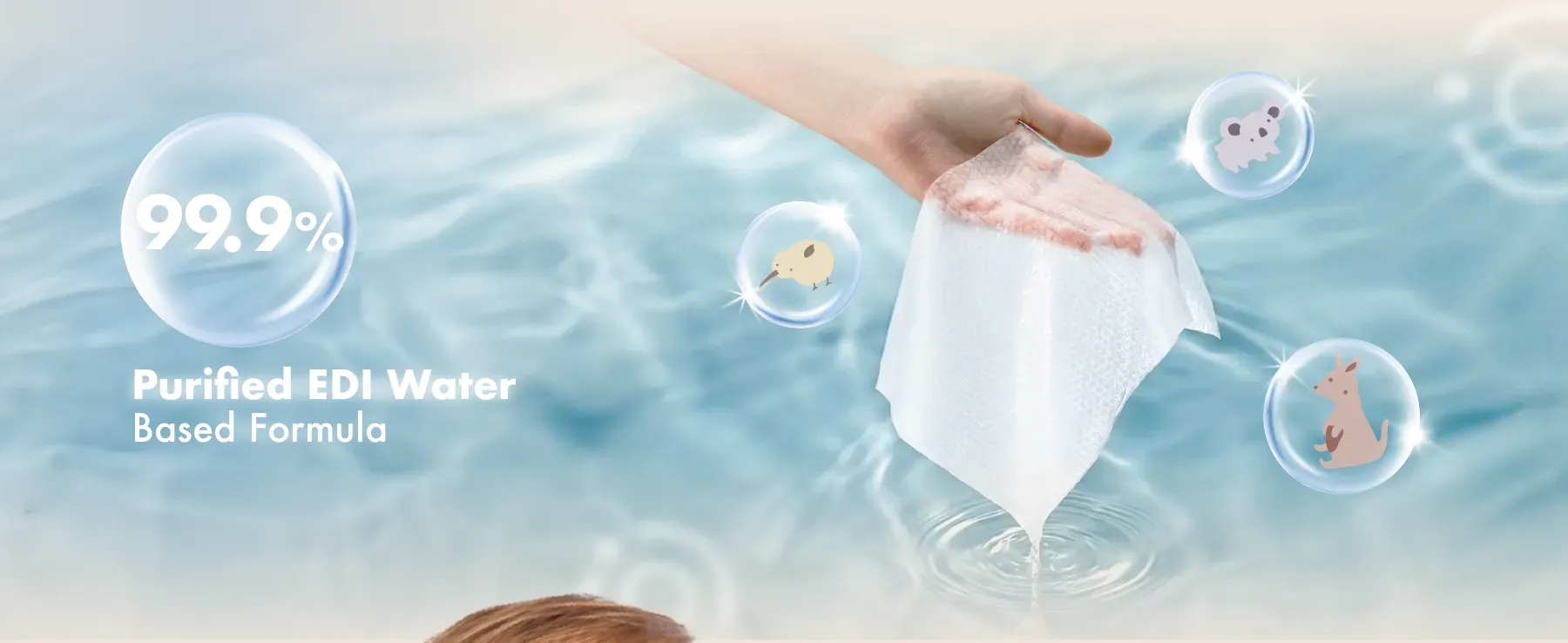 MOOIMOM x mugu Baby Wet Wipes with EDI Water - 80 Sheets description image