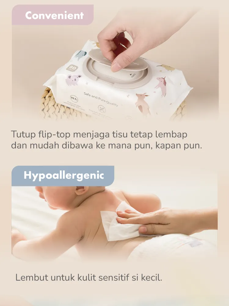 MOOIMOM x mugu Baby Wet Wipes with EDI Water - 80 Sheets description image