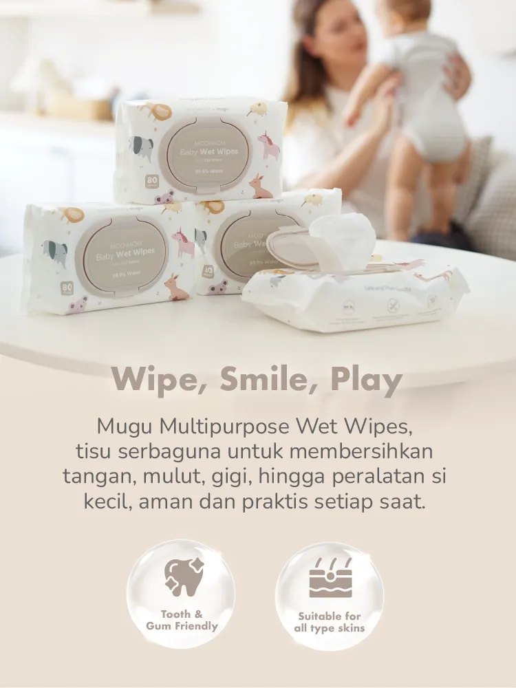 MOOIMOM x mugu Baby Wet Wipes with EDI Water - 80 Sheets description image