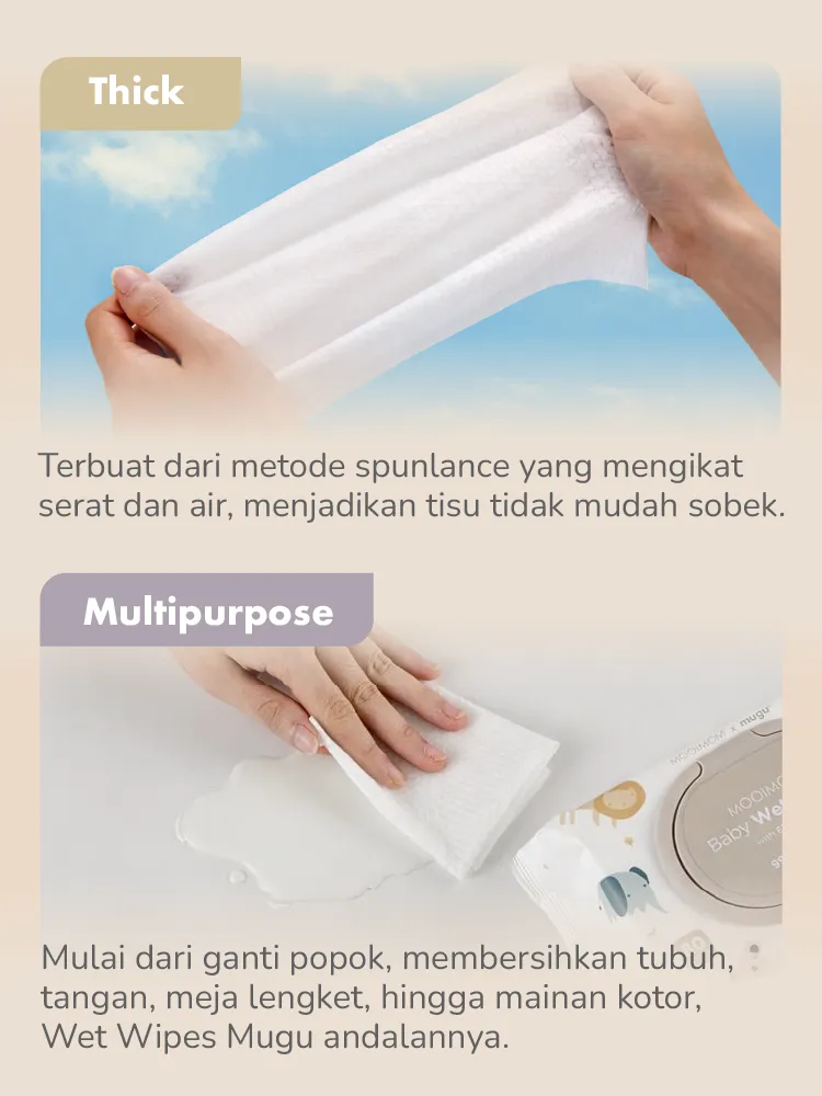 MOOIMOM x mugu Baby Wet Wipes with EDI Water - 80 Sheets description image