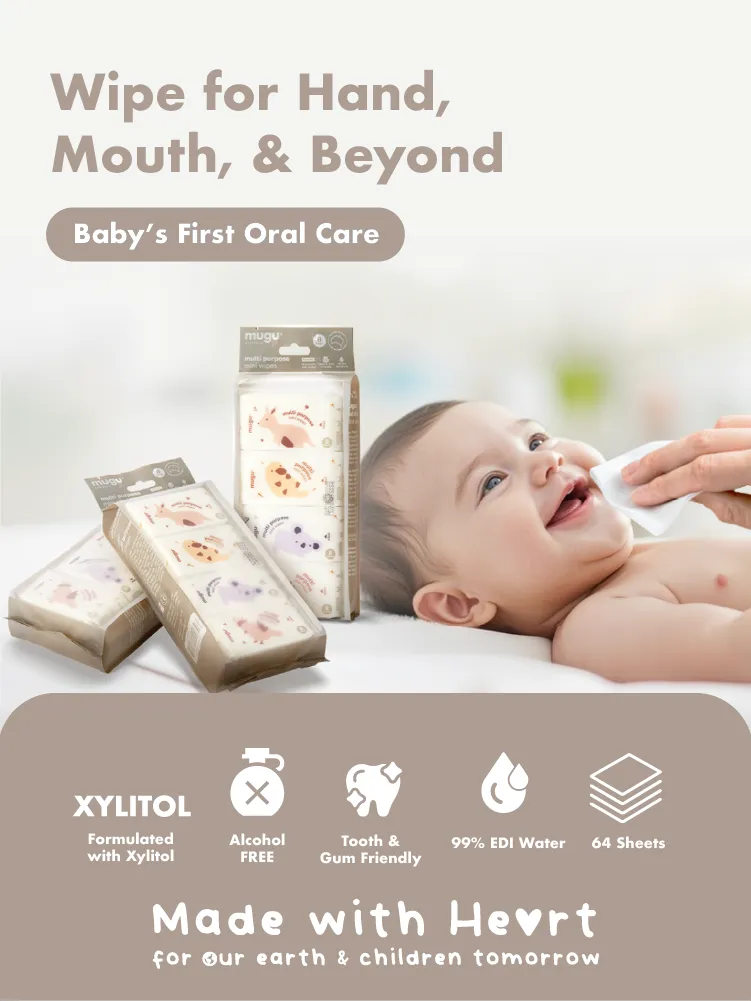 mugu multi purpose mini wipes - 8 sheets X 8 packs description image