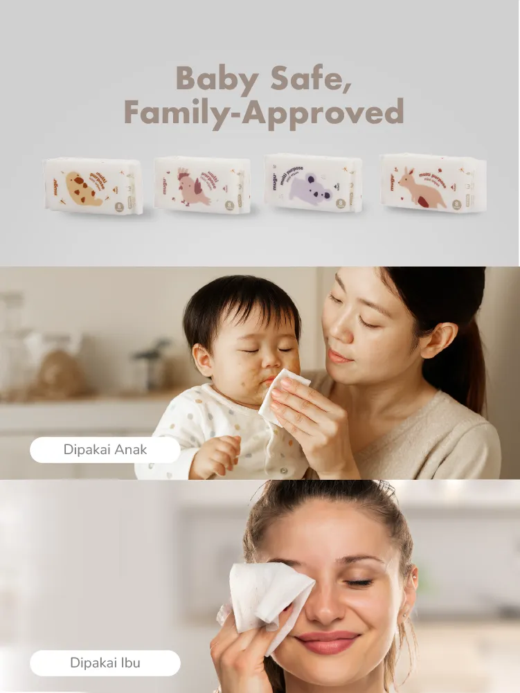 mugu multi purpose mini wipes - 8 sheets X 8 packs description image