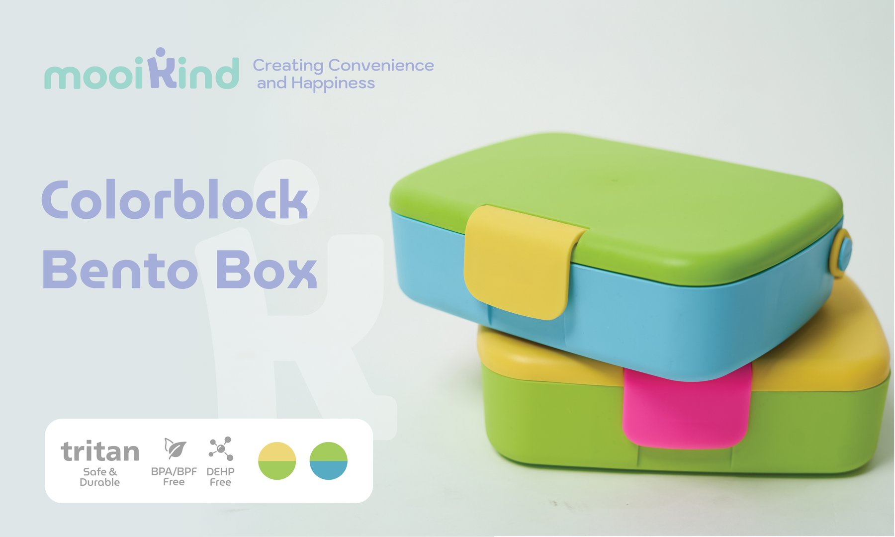 mooikind Colorblock Bento Box - Kotak Makan Bento description image