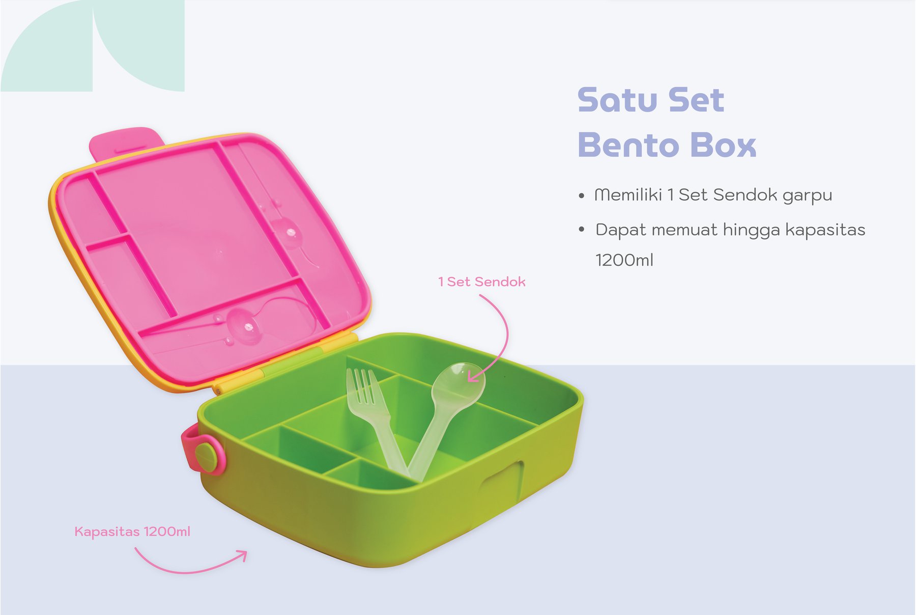 mooikind Colorblock Bento Box - Kotak Makan Bento description image