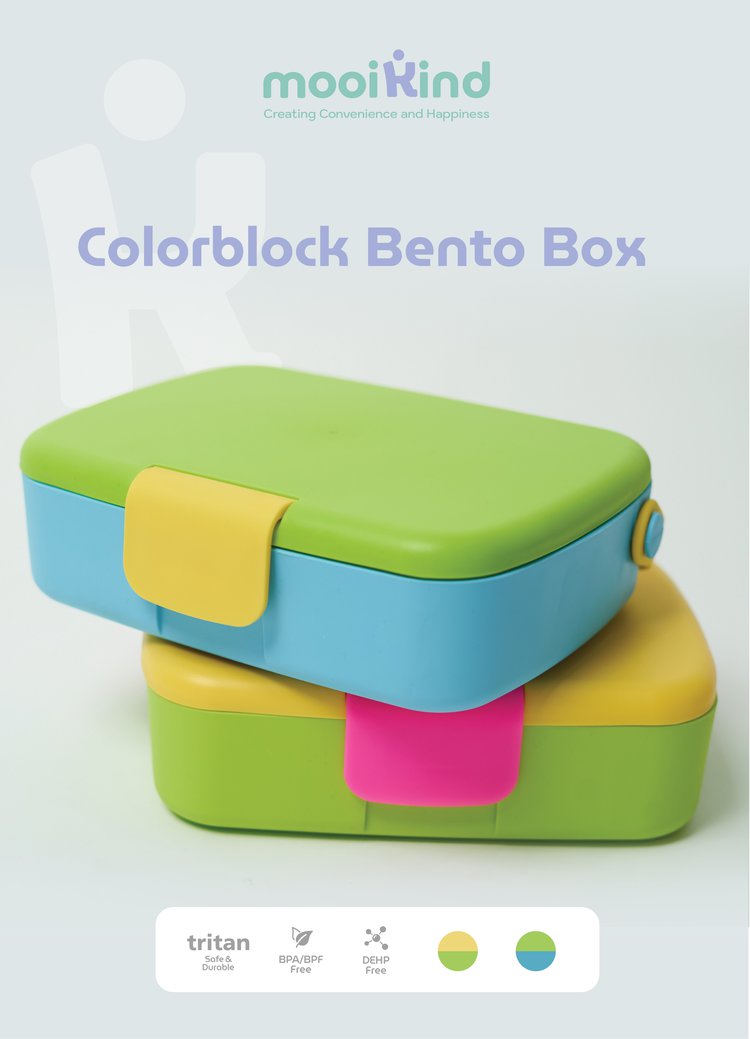 mooikind Colorblock Bento Box - Kotak Makan Bento description image