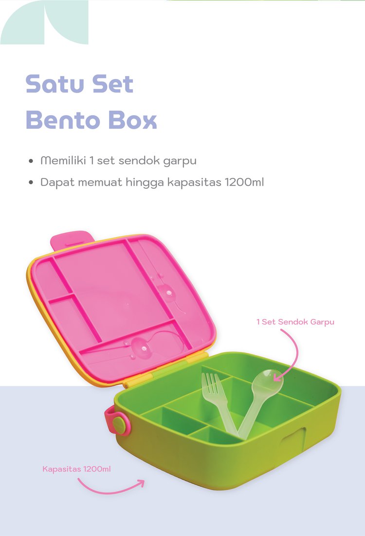 mooikind Colorblock Bento Box - Kotak Makan Bento description image