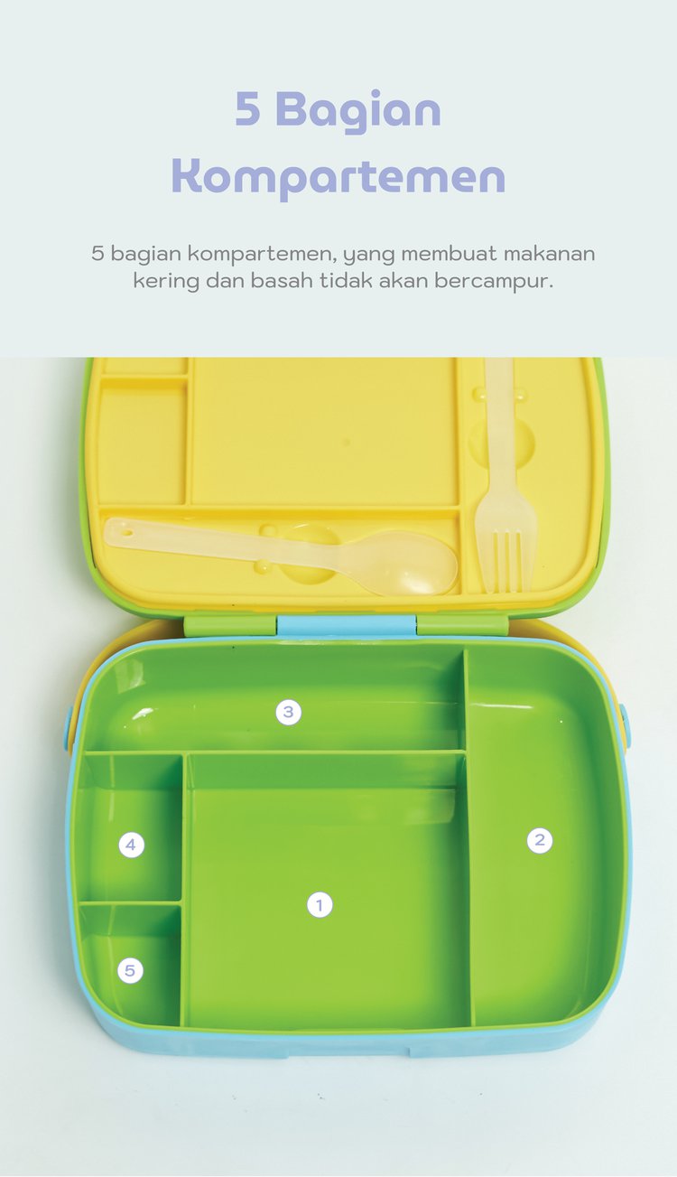 mooikind Colorblock Bento Box - Kotak Makan Bento description image