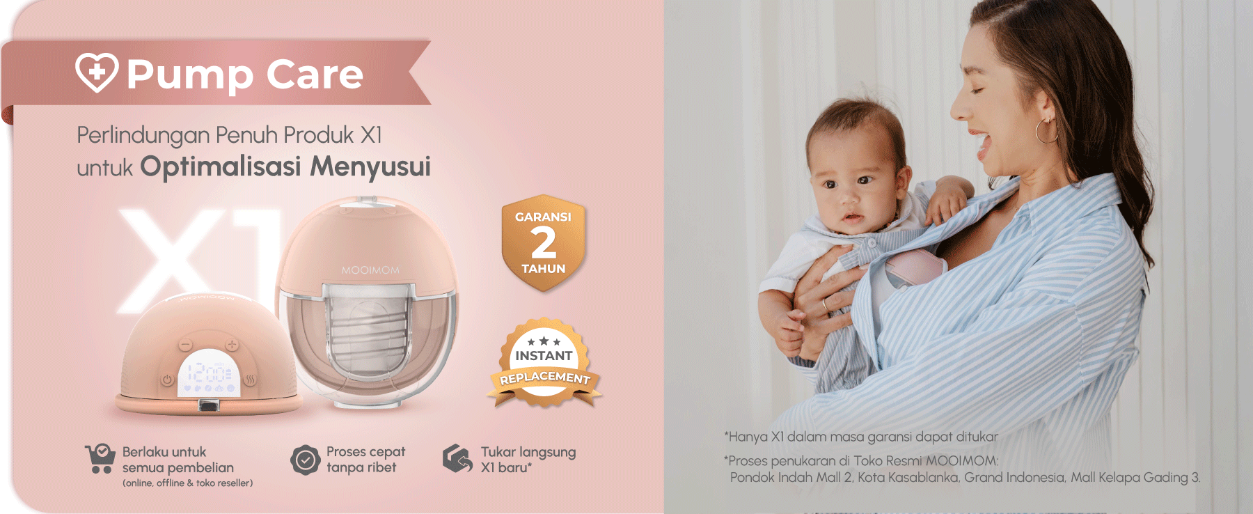 MOOIMOM X1 Ultra Smart Hands Free Electric Breast Pump (HeatRemedy 2 pieces) - Pompa ASI Elektrik Hands-Free description image