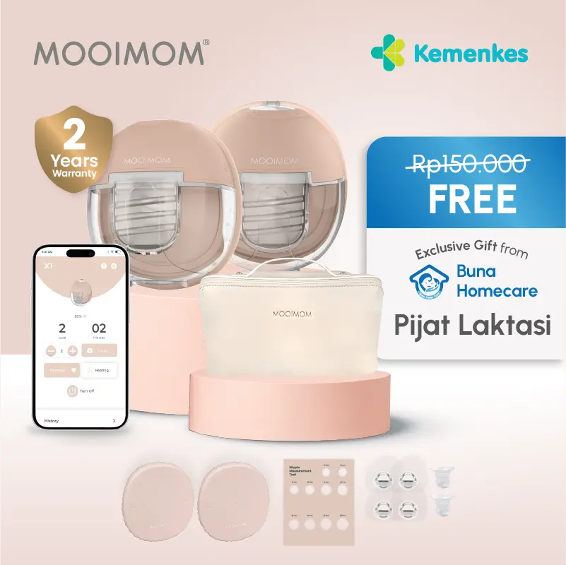 MOOIMOM X1 Ultra Smart Hands Free Electric Breast Pump (HeatRemedy 2 pieces) - Pompa ASI Elektrik Hands-Free