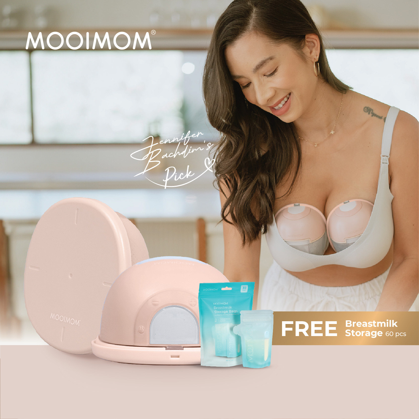 MOOIMOM X1 Ultra Smart Hands Free Electric Breast Pump (HeatRemedy 2 pieces) - Pompa ASI Elektrik Hands-Free