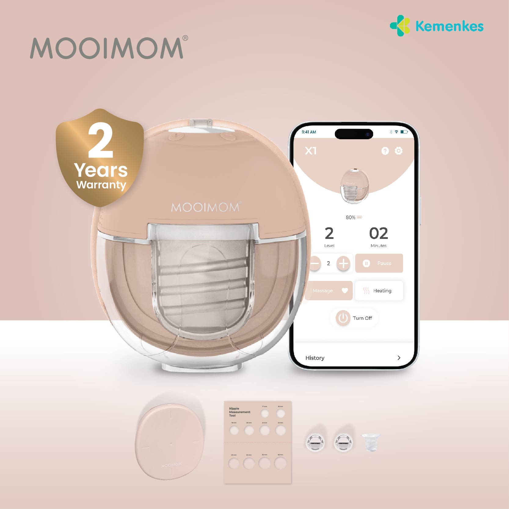 MOOIMOM X1 Ultra Smart Hands Free Electric Breast Pump 1 Pcs - Pompa ASI Elektrik Hands-Free image